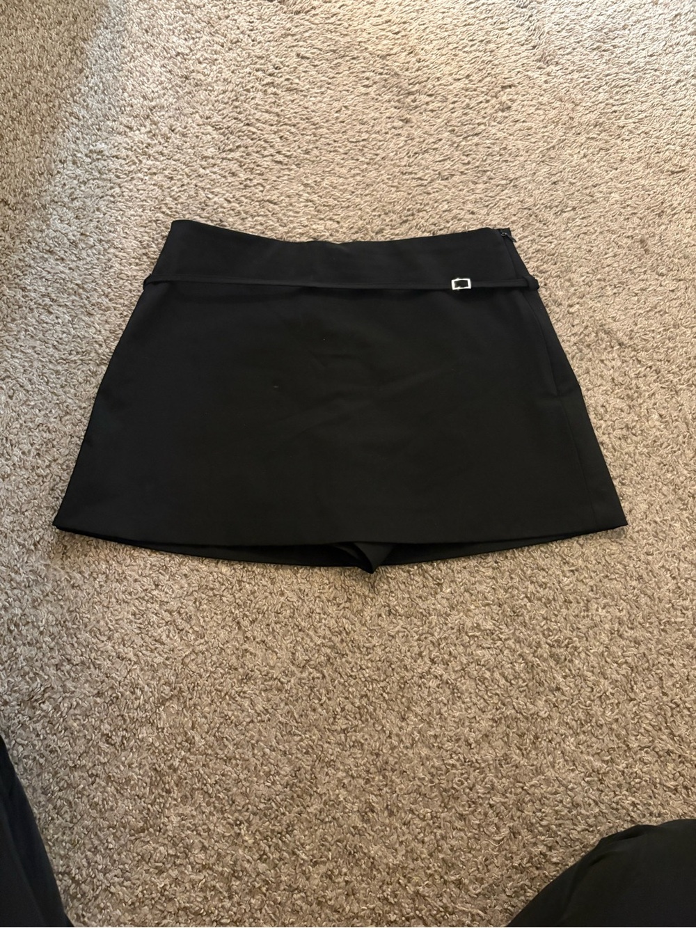 Zara Black Women's Skort with Silver Buckle Accent